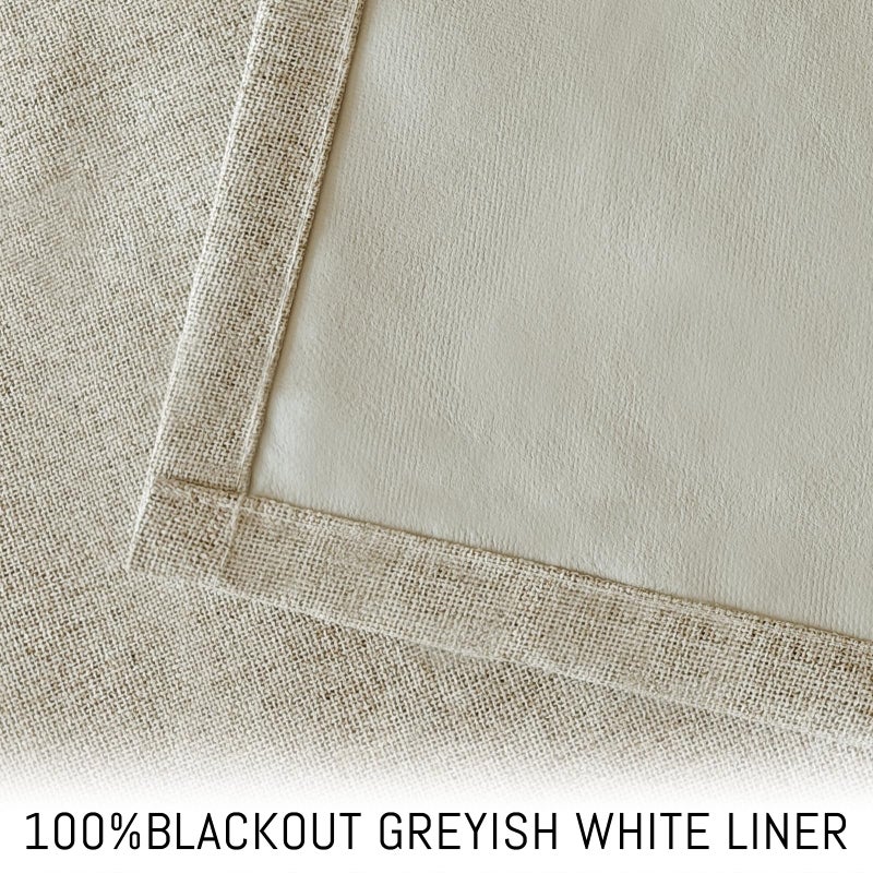 Yakamok Natural Linen Curtains 100% Blackout 84 Inches Long,Room Darkening Textured Curtains for Living Room Thermal Grommet Bedroom Curtains 2 Panels with Greyish White Liner - Image 3